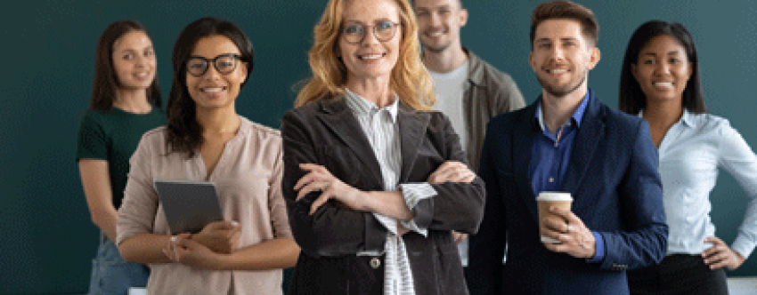 Group of confident happy teachers