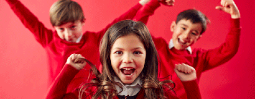 Happy primary school children