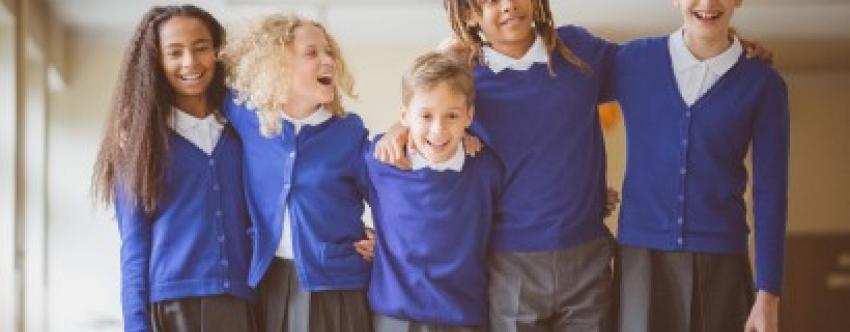 Group of pupils in school corridor